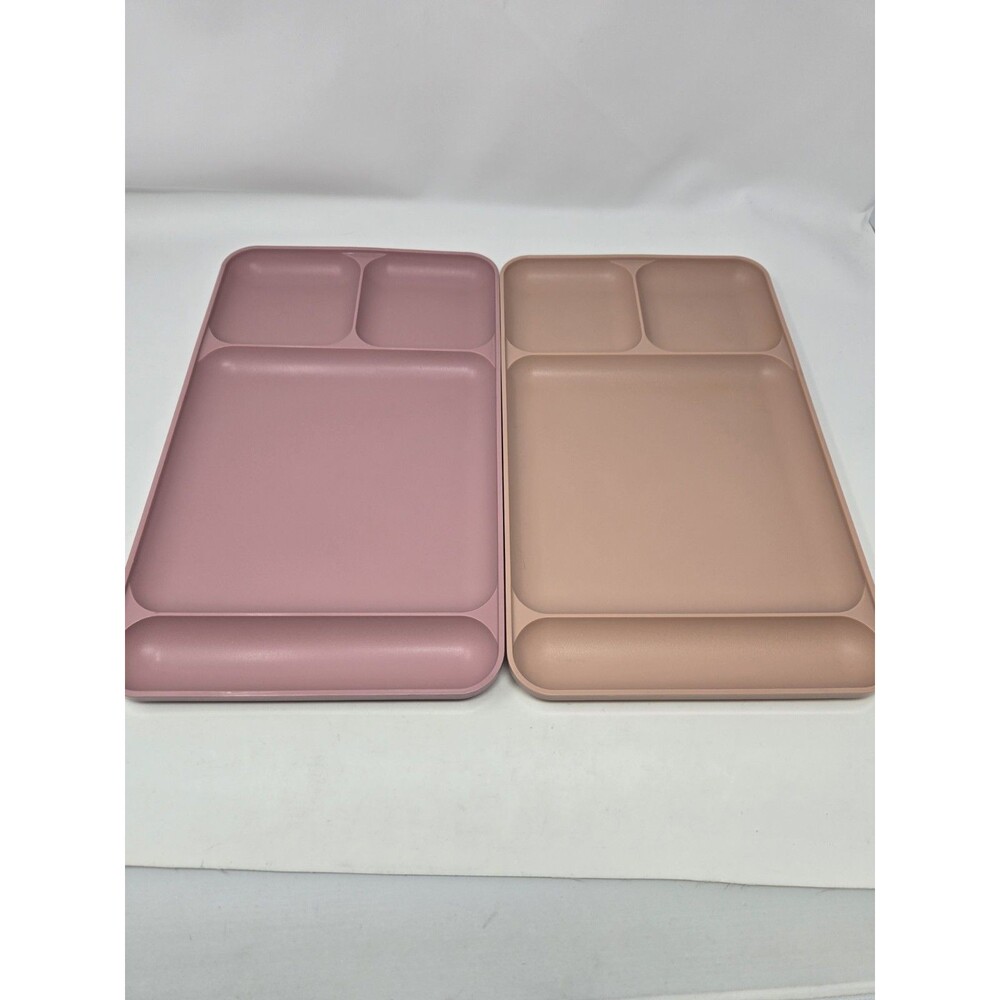 VINTAGE TUPPERWARE LOT CAFETERIA LUNCH TRAY DIVIDED PLATE MIXED #1535 SET OF 6 - Picture 4 of 11